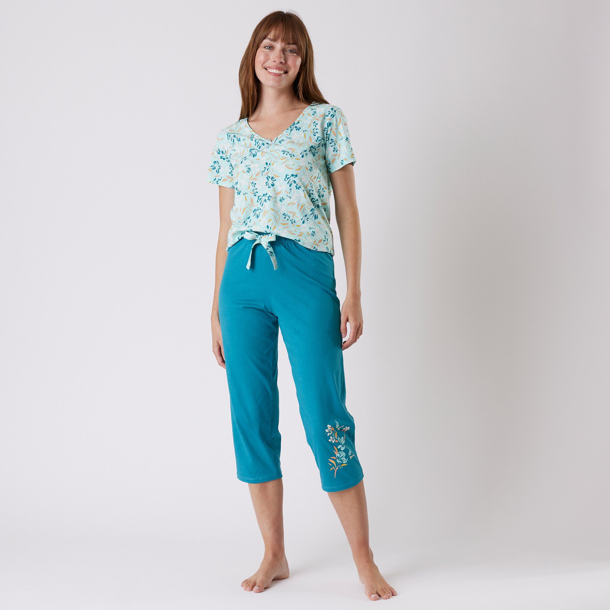 Tee-shirt pyjama manches courtes imprimé floral