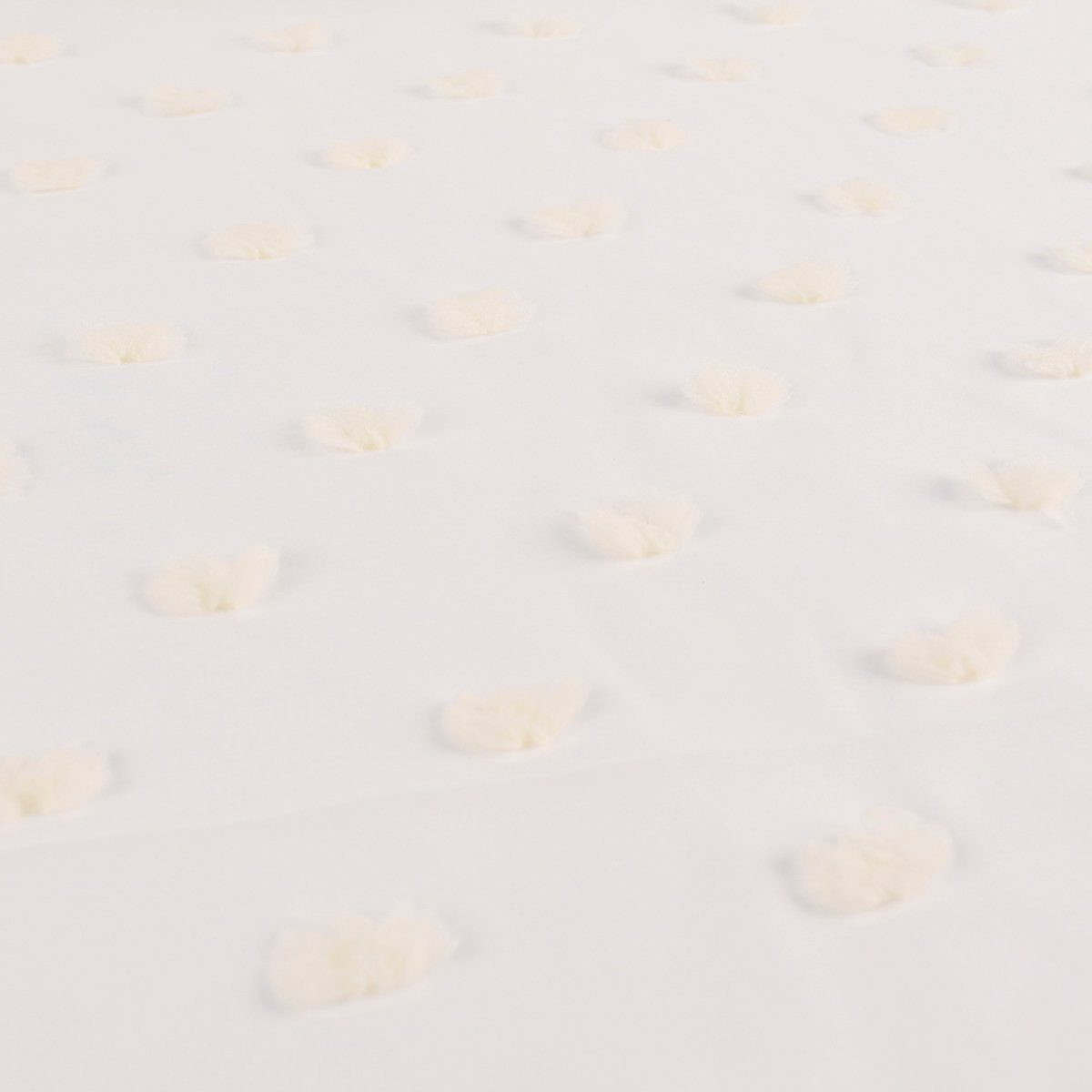 Meterware Rasch Textil Bambino Stores Pom Pom Puscheln weiß creme 3m, (1 St), halbtransparent, Kunstfaser, bestickt