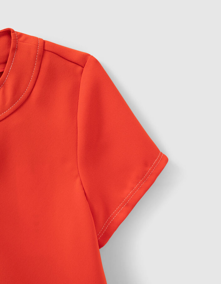 Top tangerine bordé de double surpiqûres Femme