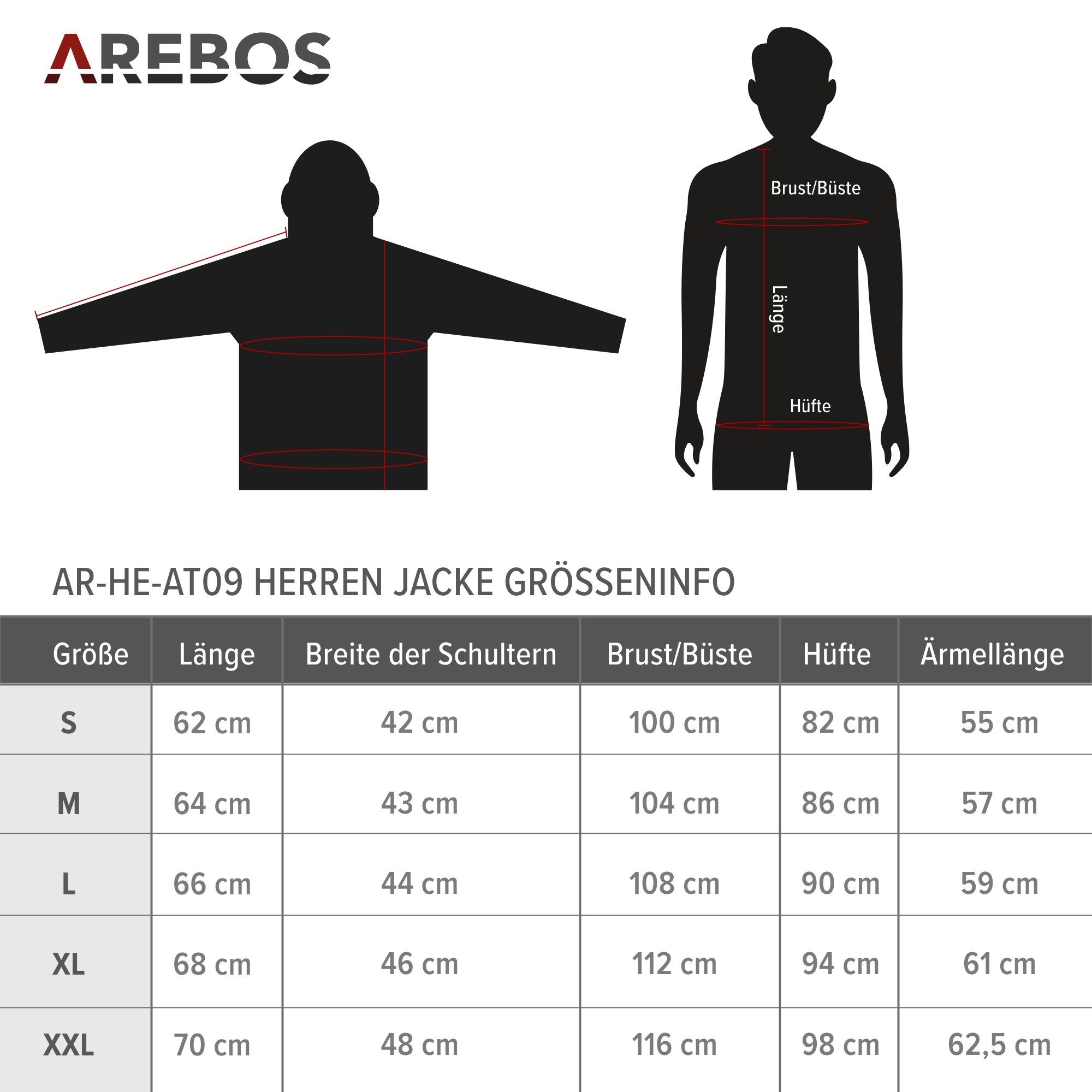 Arebos Arbeitsjacke Akku-Thermojacke Winterjacke Outdoor Jacke beheizbar Unisex (Stück)