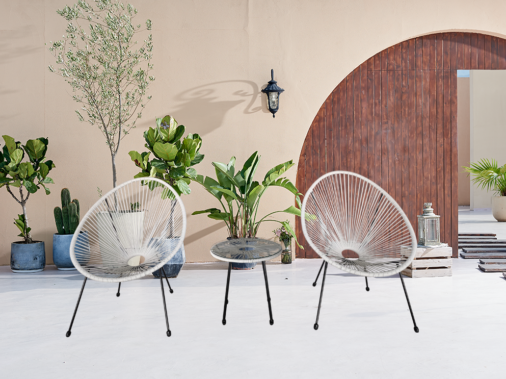 Happy Home Happy Home Bistro-Set 3 tlg. HGE53-WEI weiß