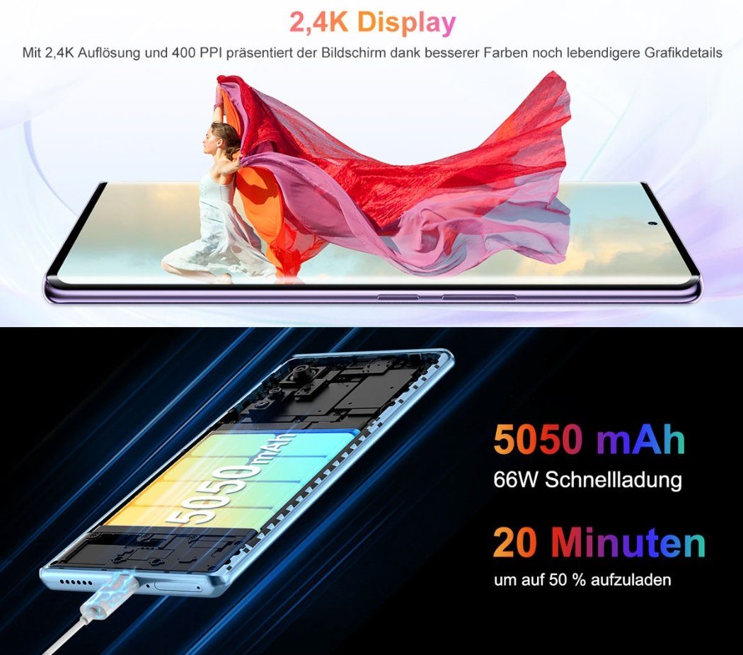 blackview A200 Pro Smartphone (6,67 Zoll, 256 GB Speicherplatz, 108 MP Kamera)