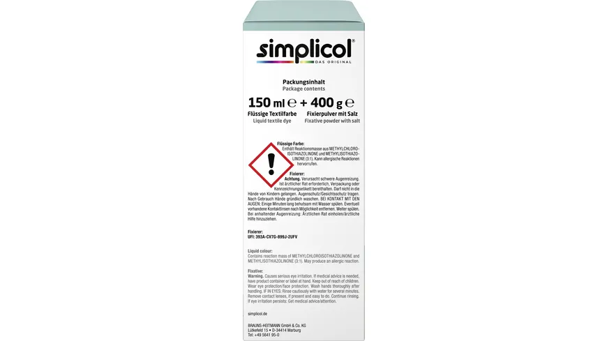 simplicol Textilfarbe Intensiv Mint-Petrol 150 ml