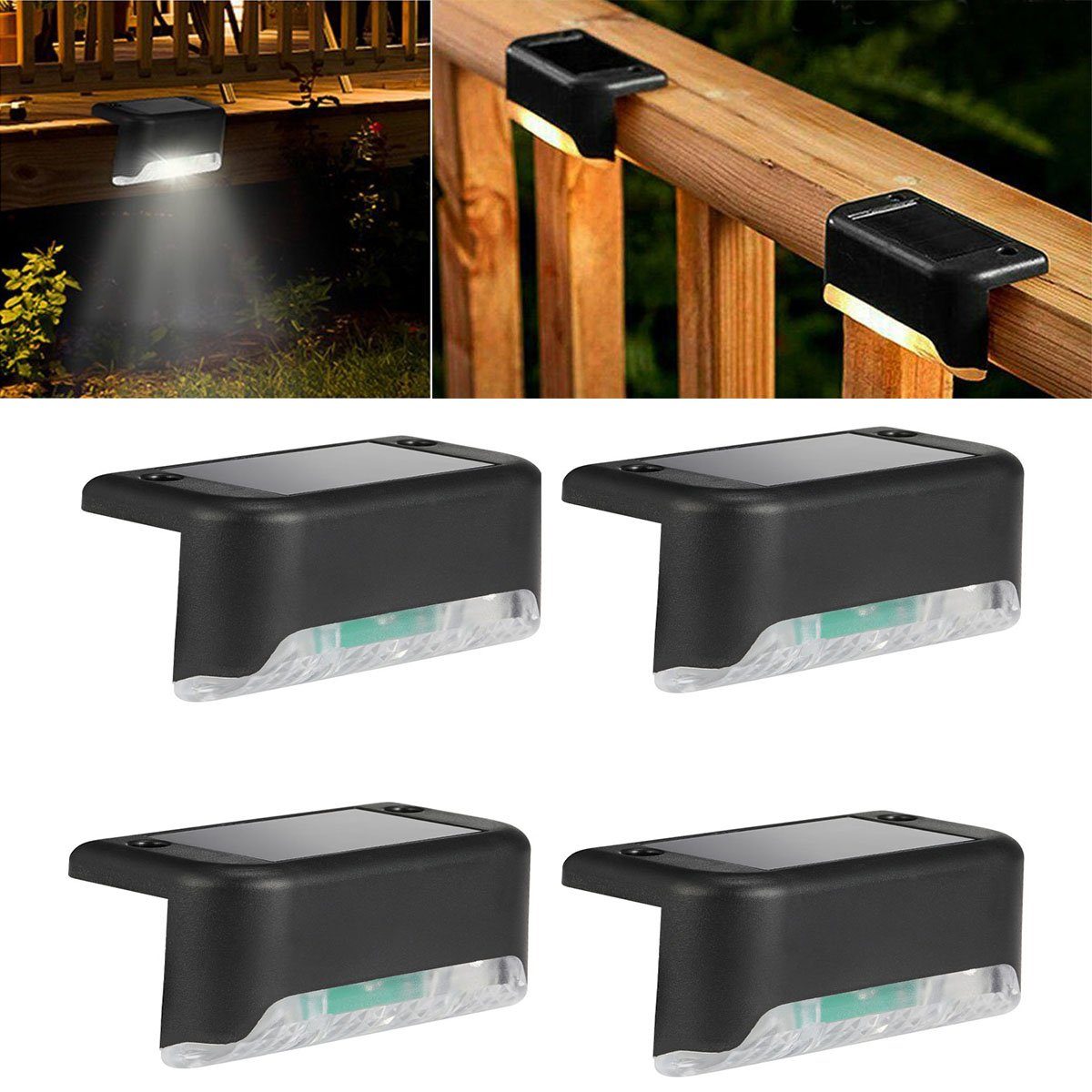 LETGOSPT LED Solarleuchte Solarleuchten für außen, Treppenlicht, wasserdicht, LED-Beleuchtung, LED fest integriert, warmweiß, Wandlampen, Zaunleuchte, Gartenleuchte, Außen Treppen Lampe