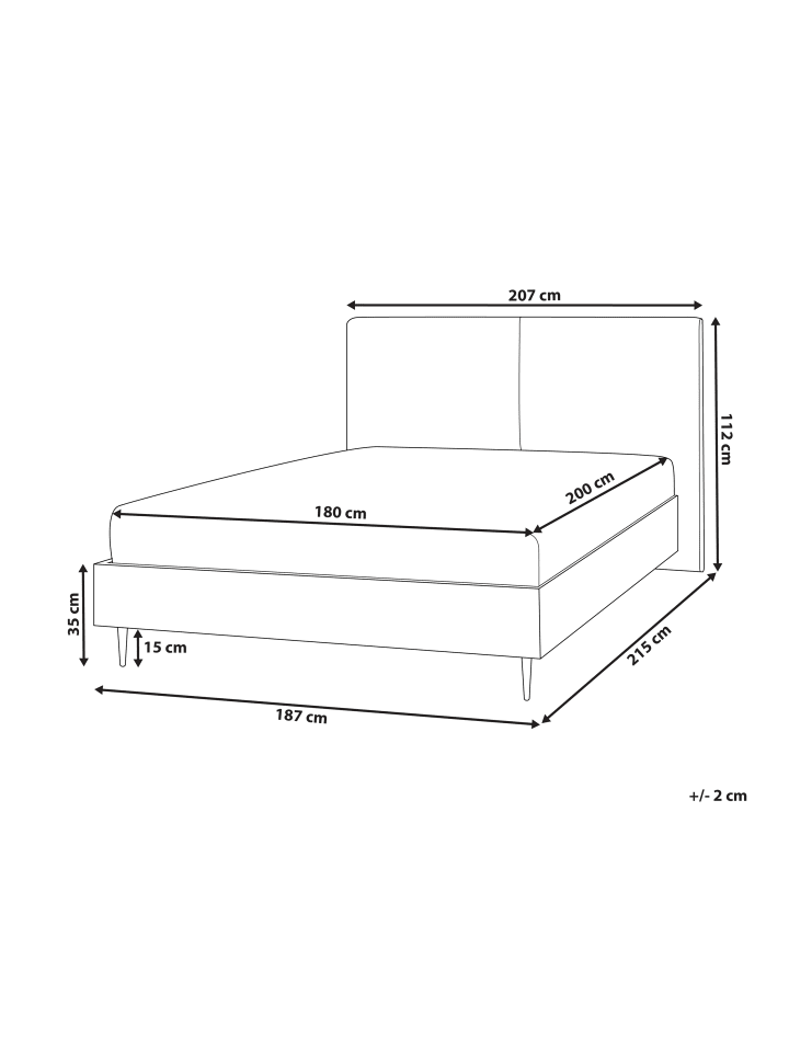 Beliani Doppelbett IZERNORE in Beige/Heller Holzfarbton/Schwarz günstig kaufen onesize