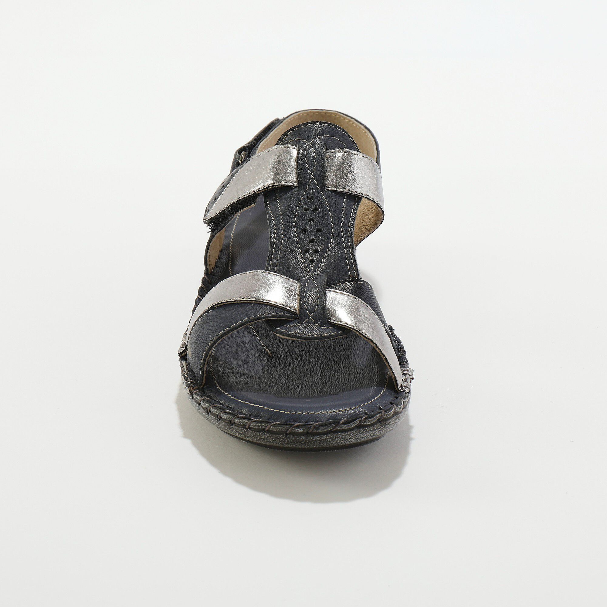 Sandales bicolores en cuir extra souple