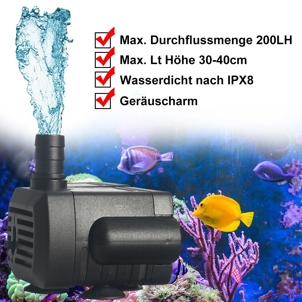 Rosnek Teichpumpe Mini Wasserpumpe,5V,USB,für Aquarium Tischbrunnen, 200 l/h max