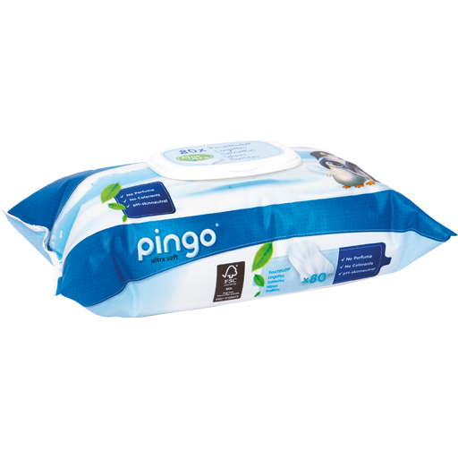 BIO FEUCHTTÜCHER Baby Pinguin Pingo Swiss  80 St  Tücher