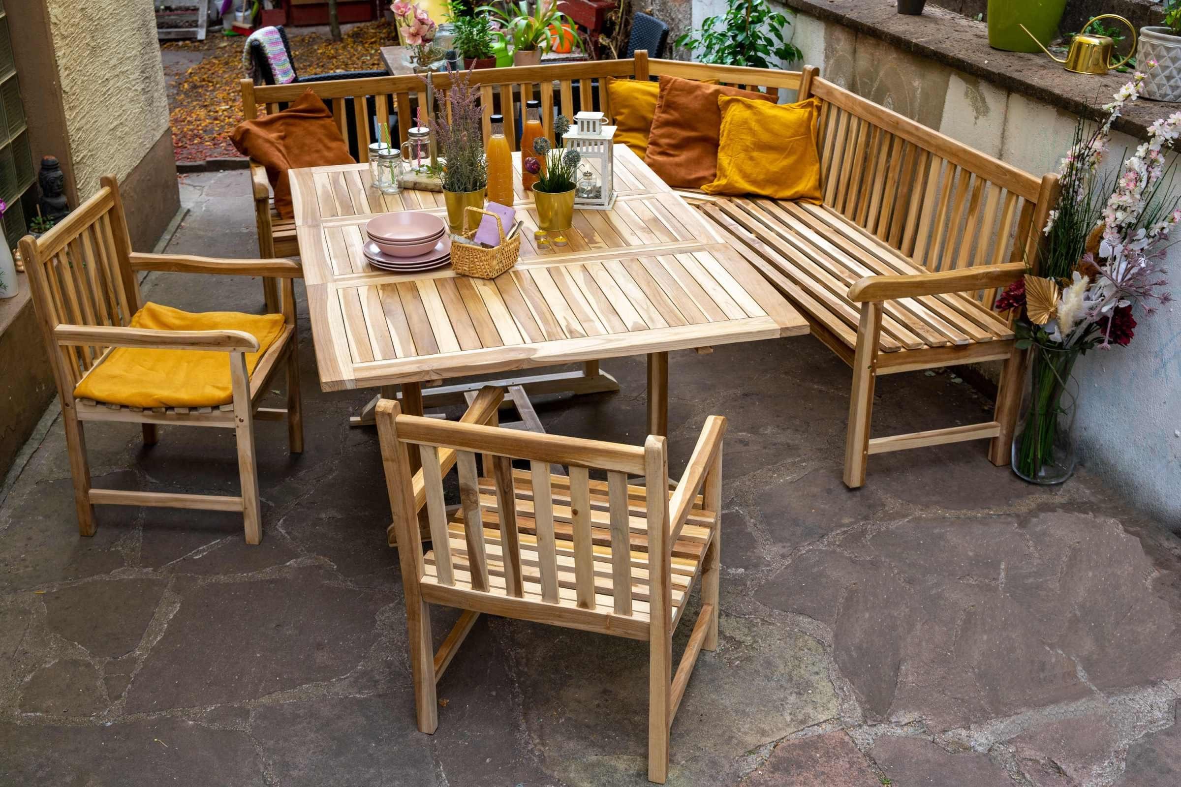SAM® Gartenbank Felize, Teakholz massiv, 6-Sitzer in naturfarben, tolle Eckbank