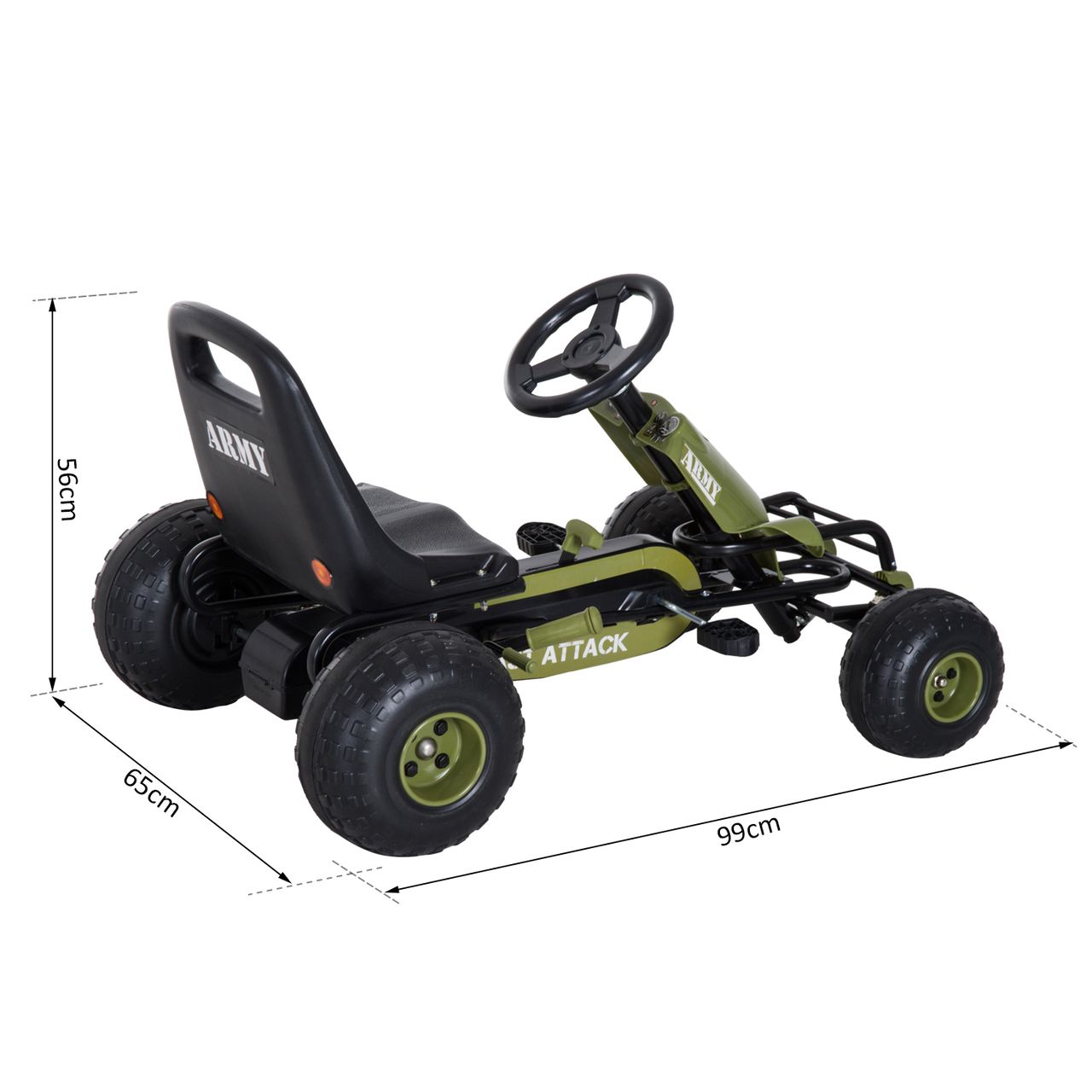 HOMCOM Go Kart Kinder Tretauto ab 3 Jahre Grün 99 x 65 x 56cm
