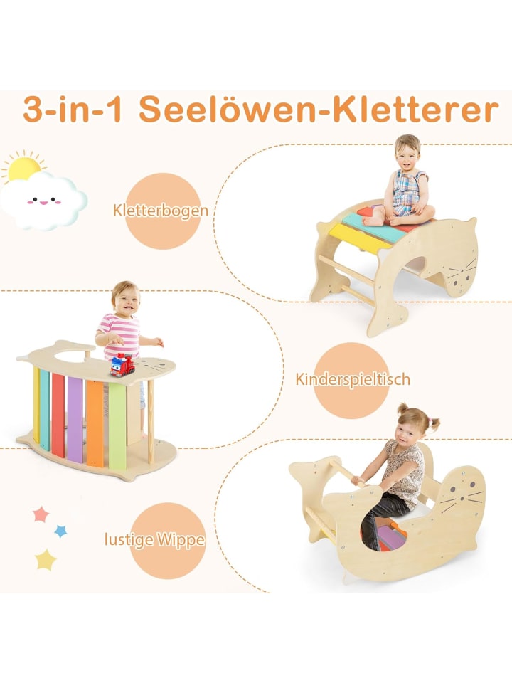 COSTWAY 7 in 1 Kletterdreieck mit Rutsche in Bunt günstig kaufen onesize
