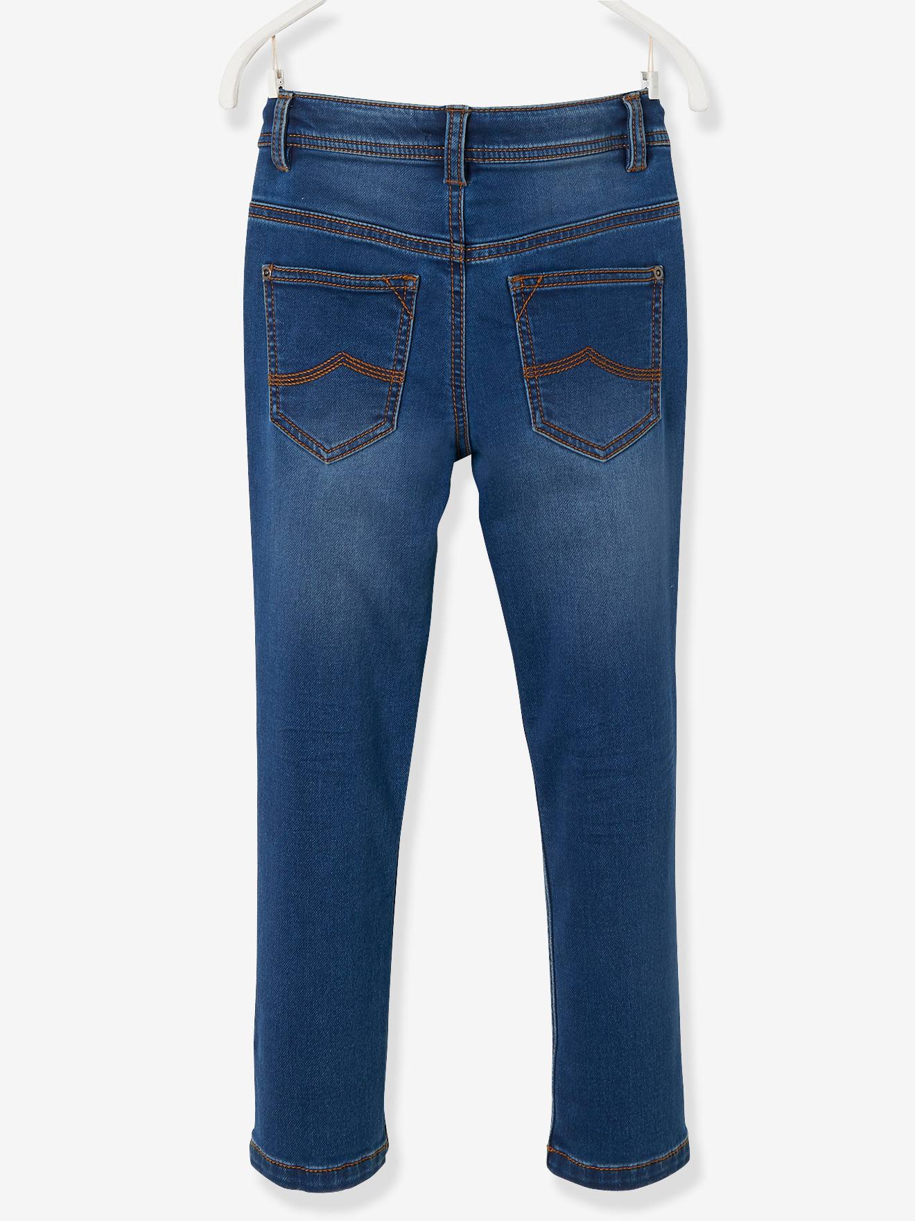 Pantalon droit confort en molleton effet denim garçon stone