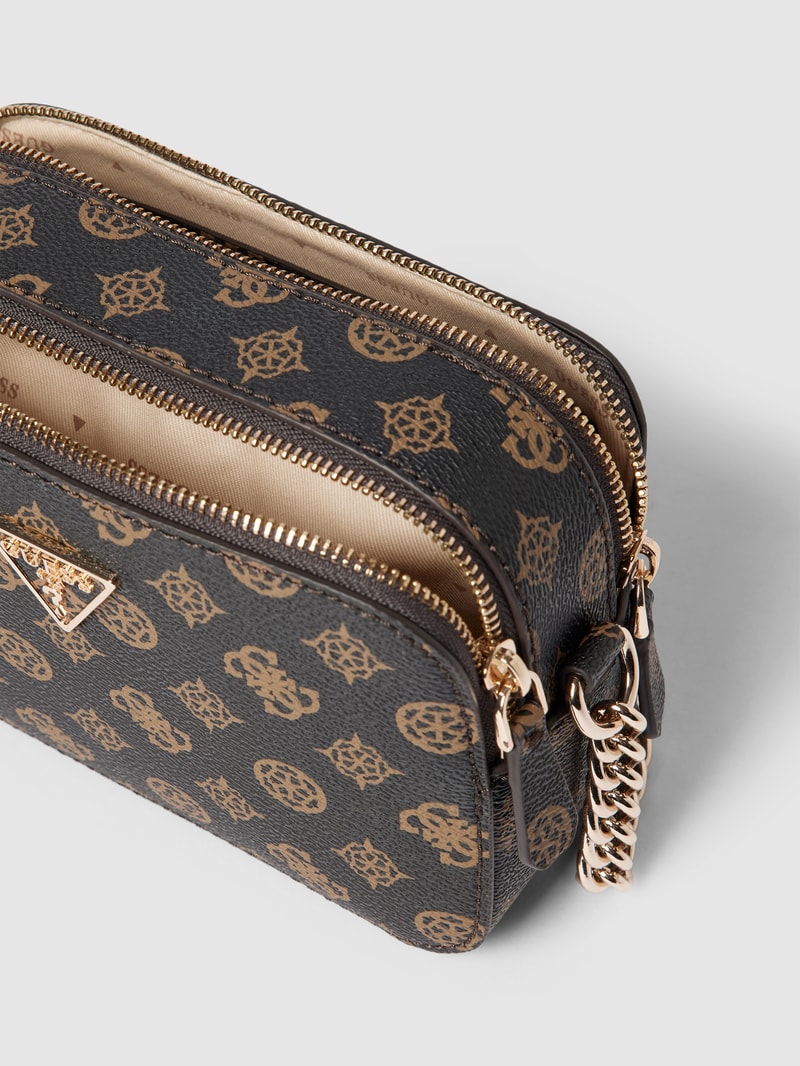 Camera Bag mit Allover-Muster Modell 'NOELLE' in mittelbraun