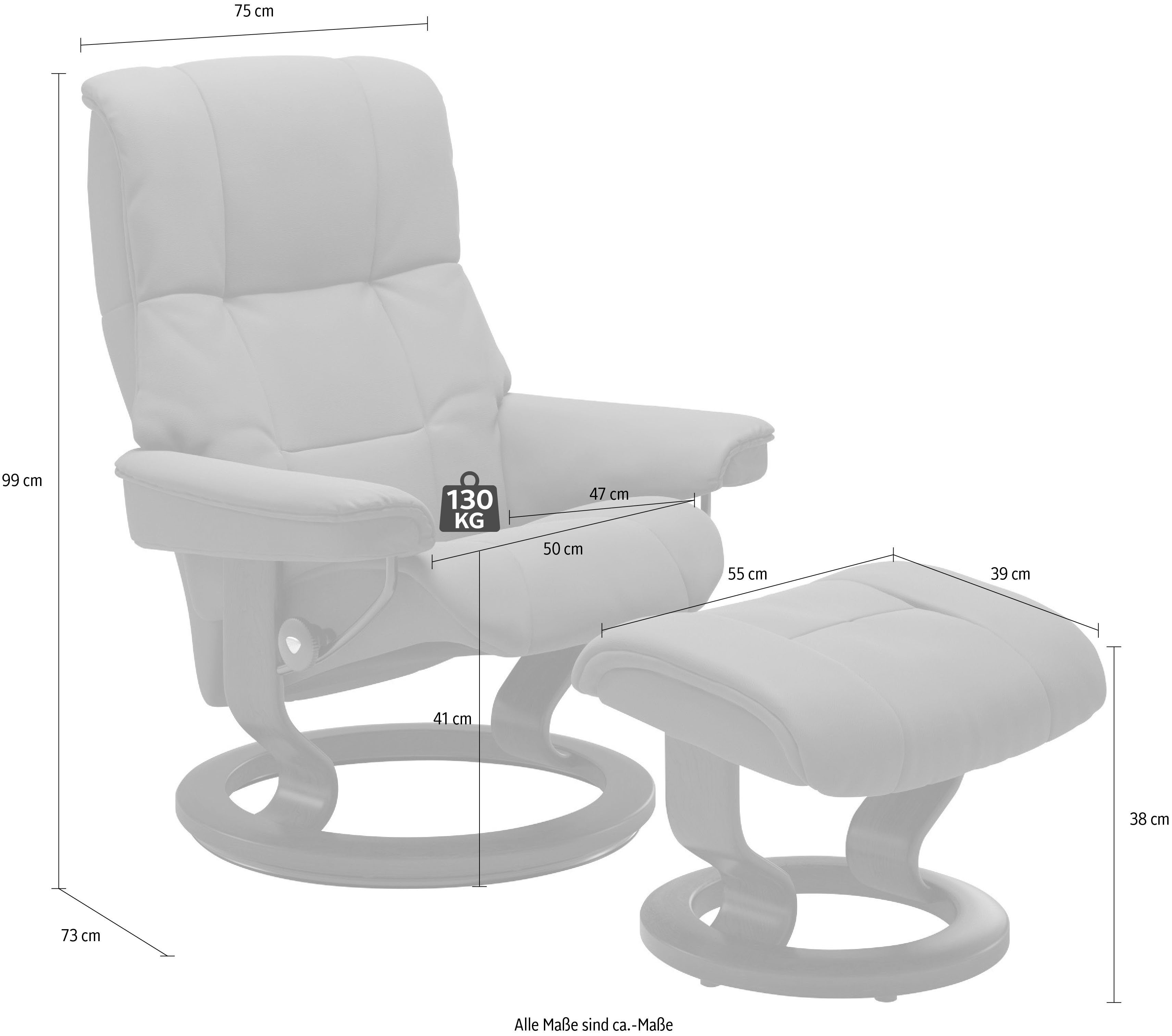 Stressless® Relaxsessel Mayfair (Set, Relaxsessel mit Hocker), mit Hocker, mit Classic Base, Größe S, M & L, Gestell Wenge