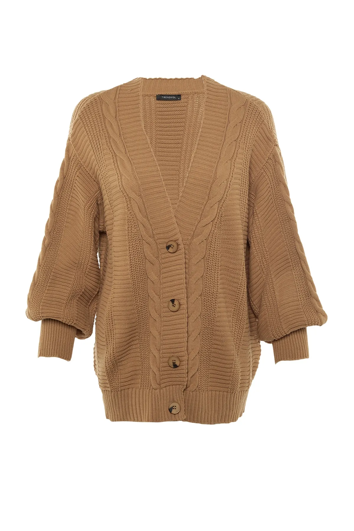 Trendyol Collection  Kamelfarbener Strickcardigan mit weiter Passform TWOAW22HI0176