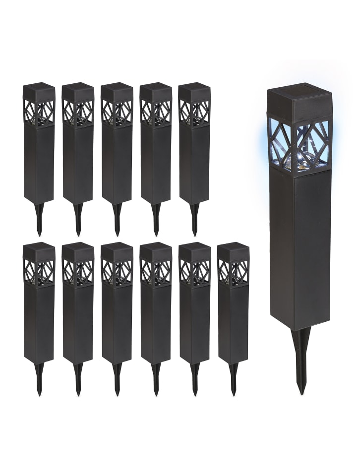 relaxdays 12 x Solarlampe in Schwarz günstig kaufen onesize