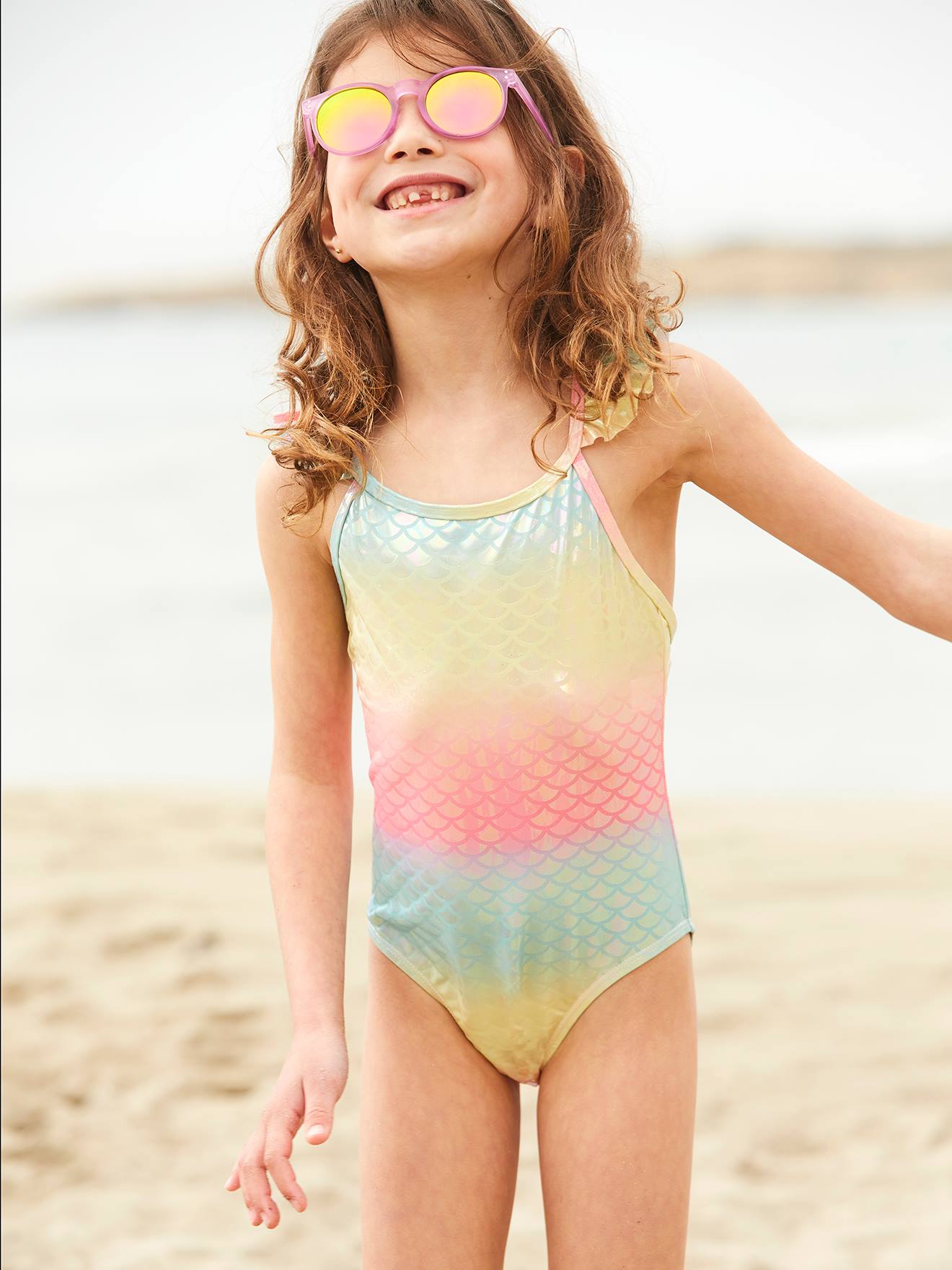 Maillot de bain 1 pièce fille sirène rose