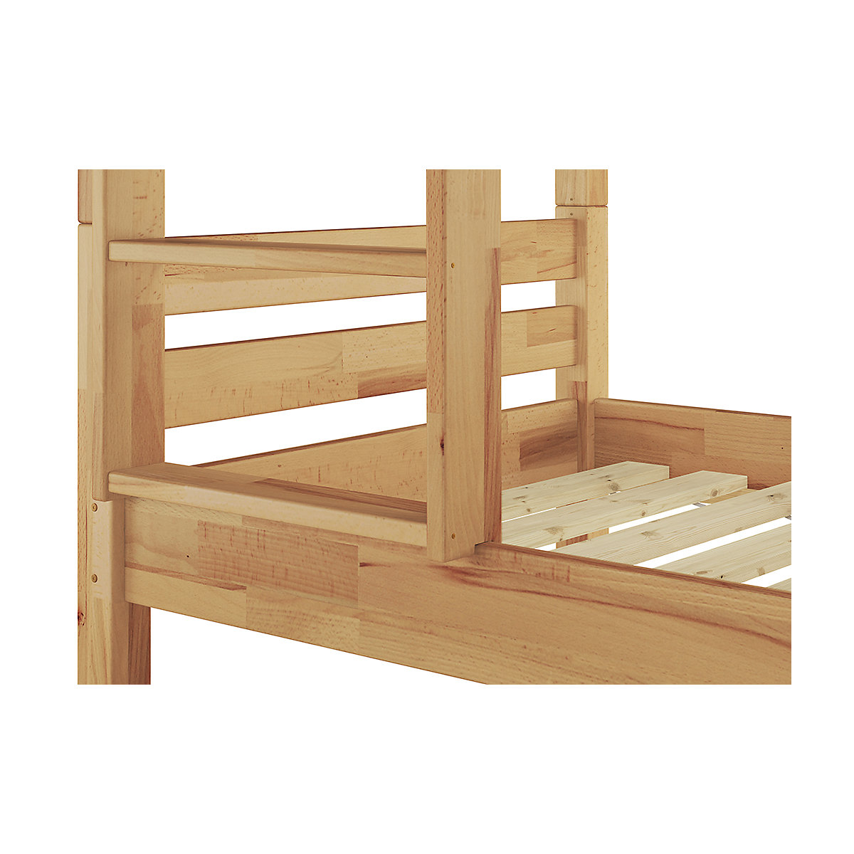 Stockbett 90x200 Buche natur massiv mit Federleisten