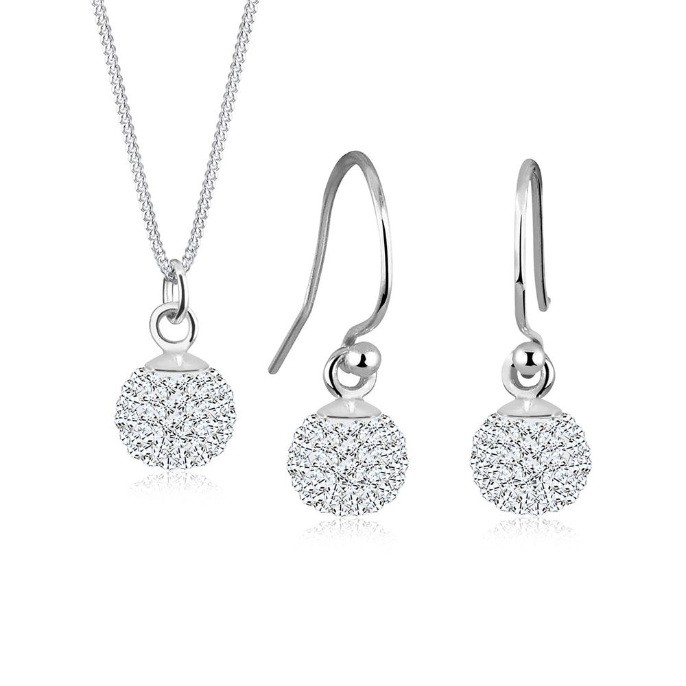 Elli Elli Ensemble de Bijoux Kugel Kristalle 925 Sterling Silber Bijoux