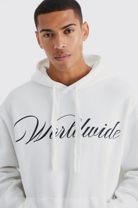 Oversize Hoodie mit Kordelzug und Print