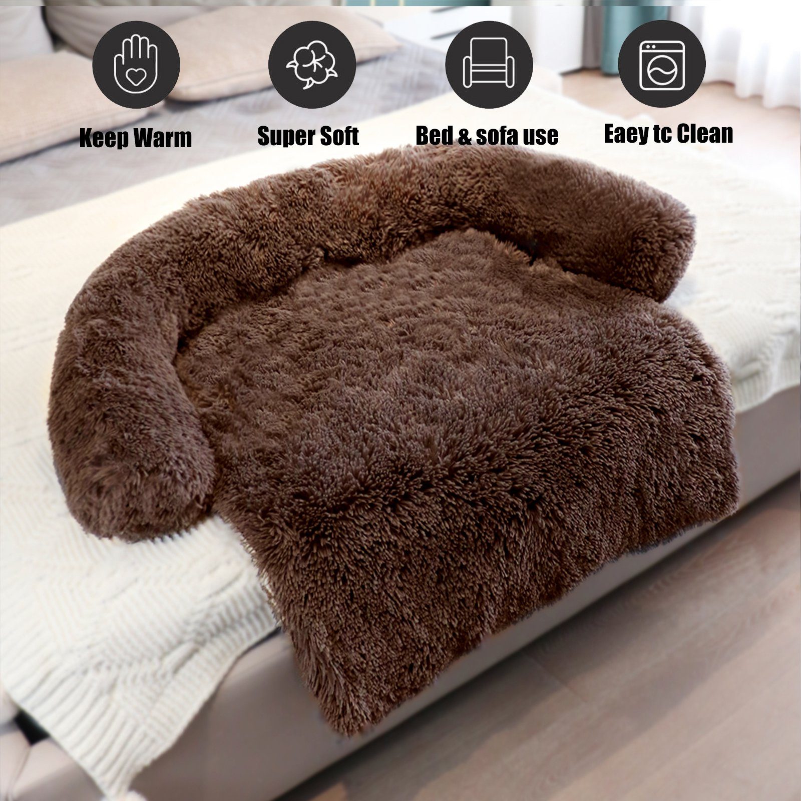 CALIYO Tiersofa Hundebett Grosse Hunde,Flauschig Haustierbett Katzenbett Waschbar, Plüsch, Schützt die Couch vor Haaren und Schmutz Anti-Rutsch/Fleckenbeständig