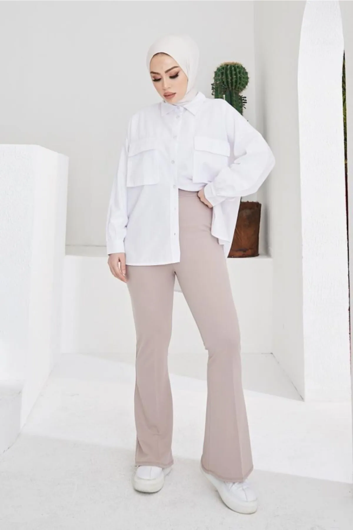 benguen  206 Stoffhose mit spanischen Beinen, Nerz