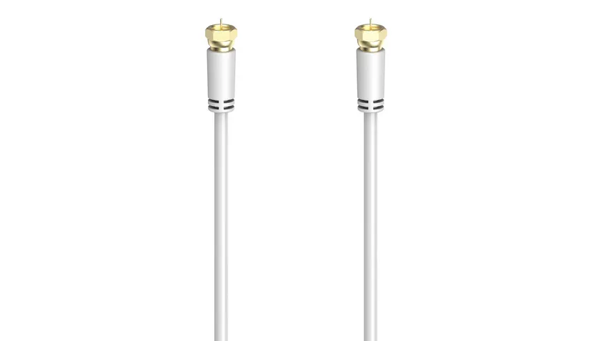 Hama SAT-Anschlusskabel, F-Stecker - F-Stecker, vergoldet, 3 m, 100 dB, Weiß