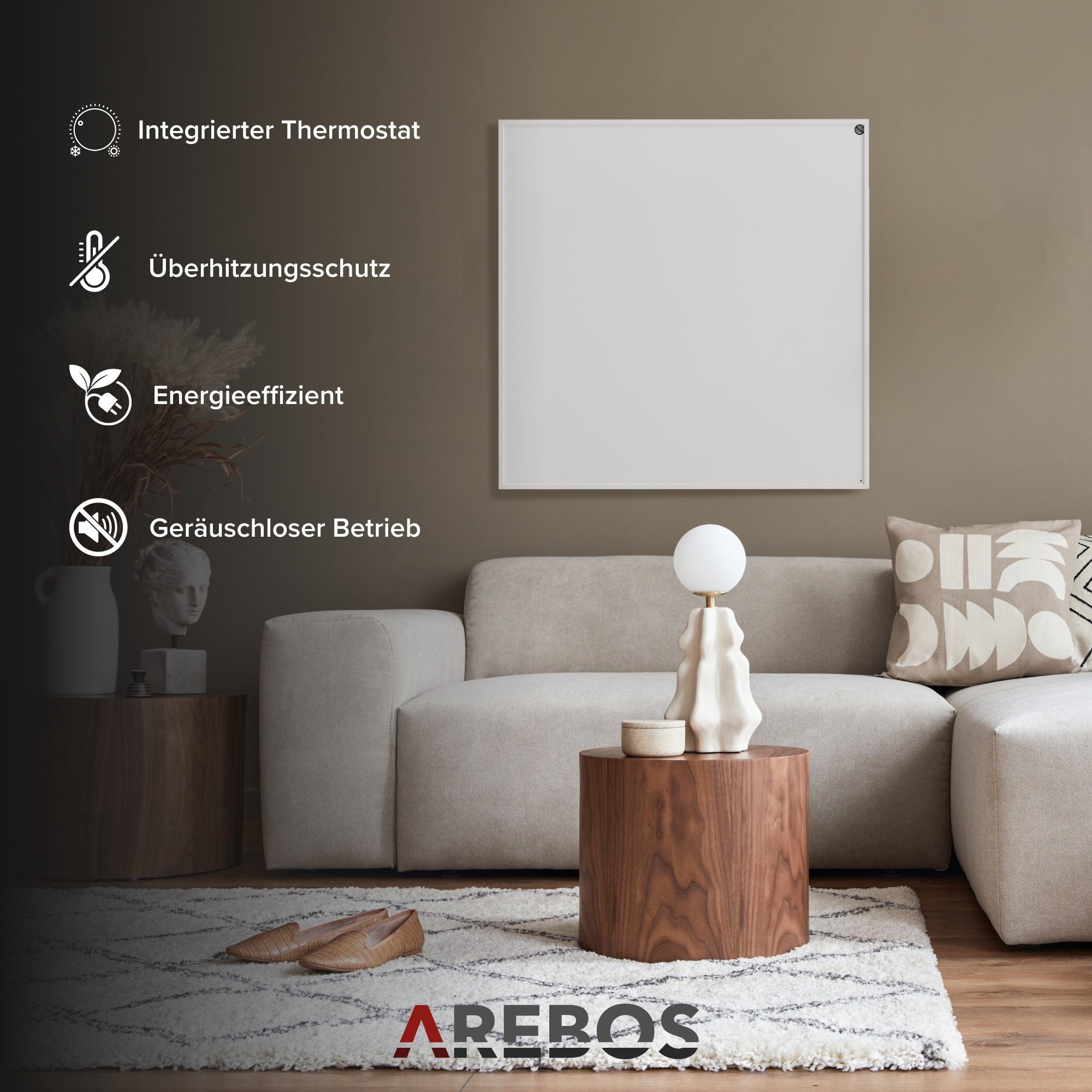 Arebos Infrarotheizung Wandheizung Elektroheizung Heizpaneel Flachheizung 350 W
