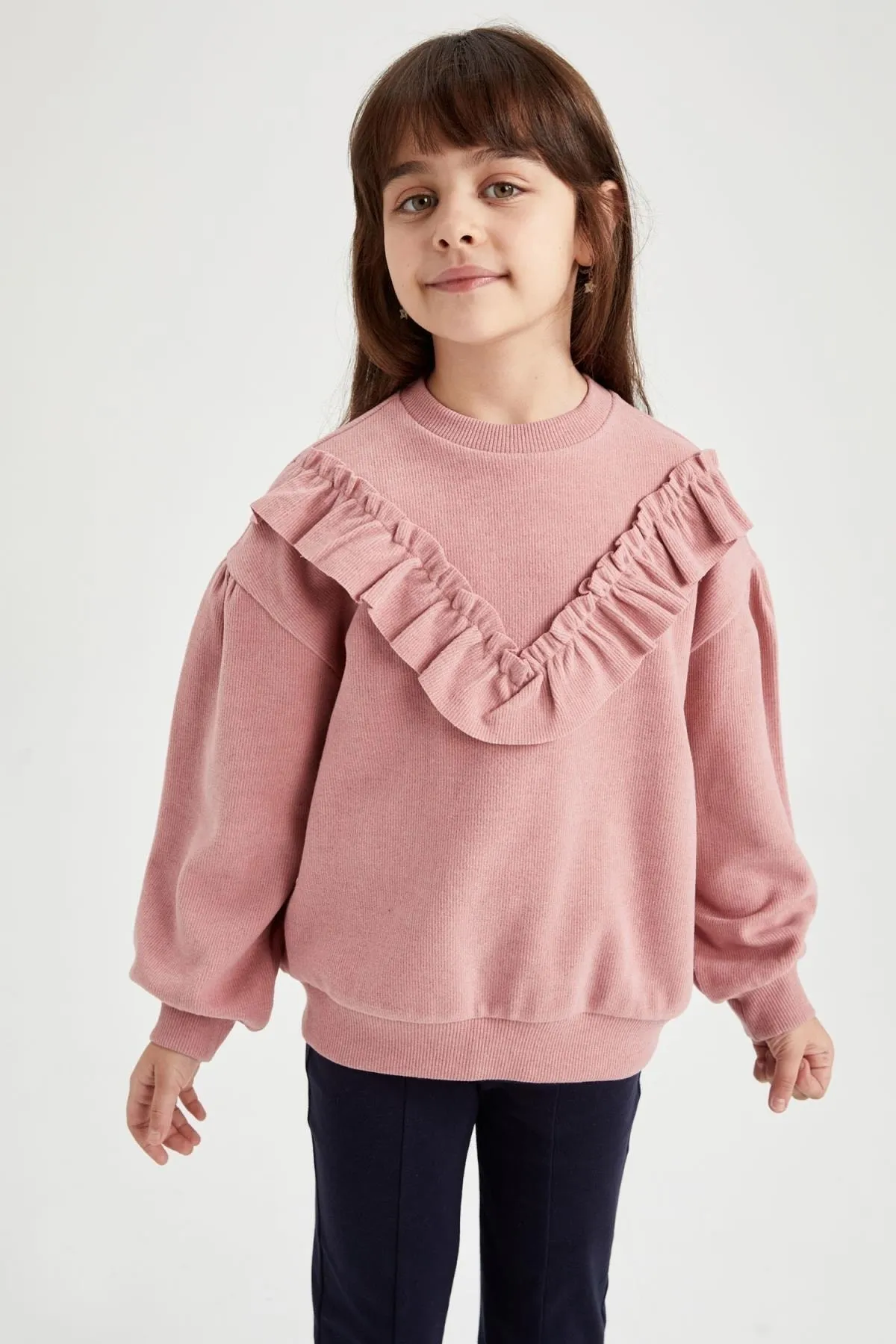 DeFacto  Mädchen-Sweatshirt mit Rundhalsausschnitt