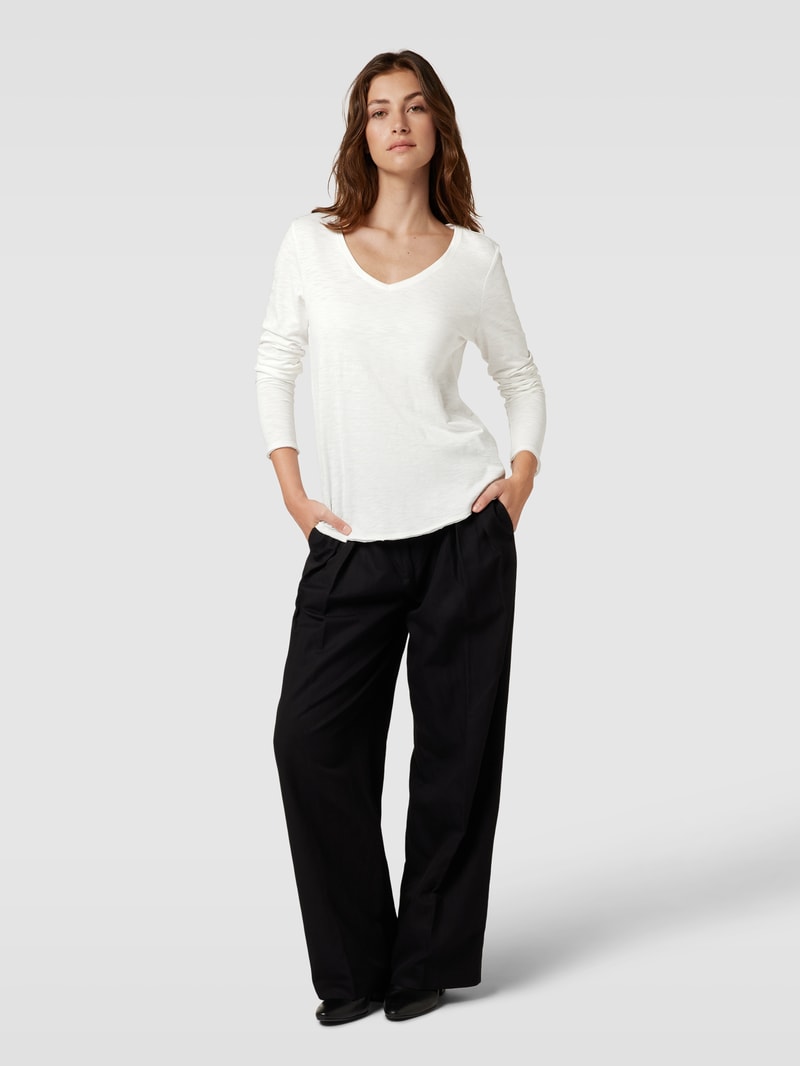 Longsleeve in melierter Optik in weiß