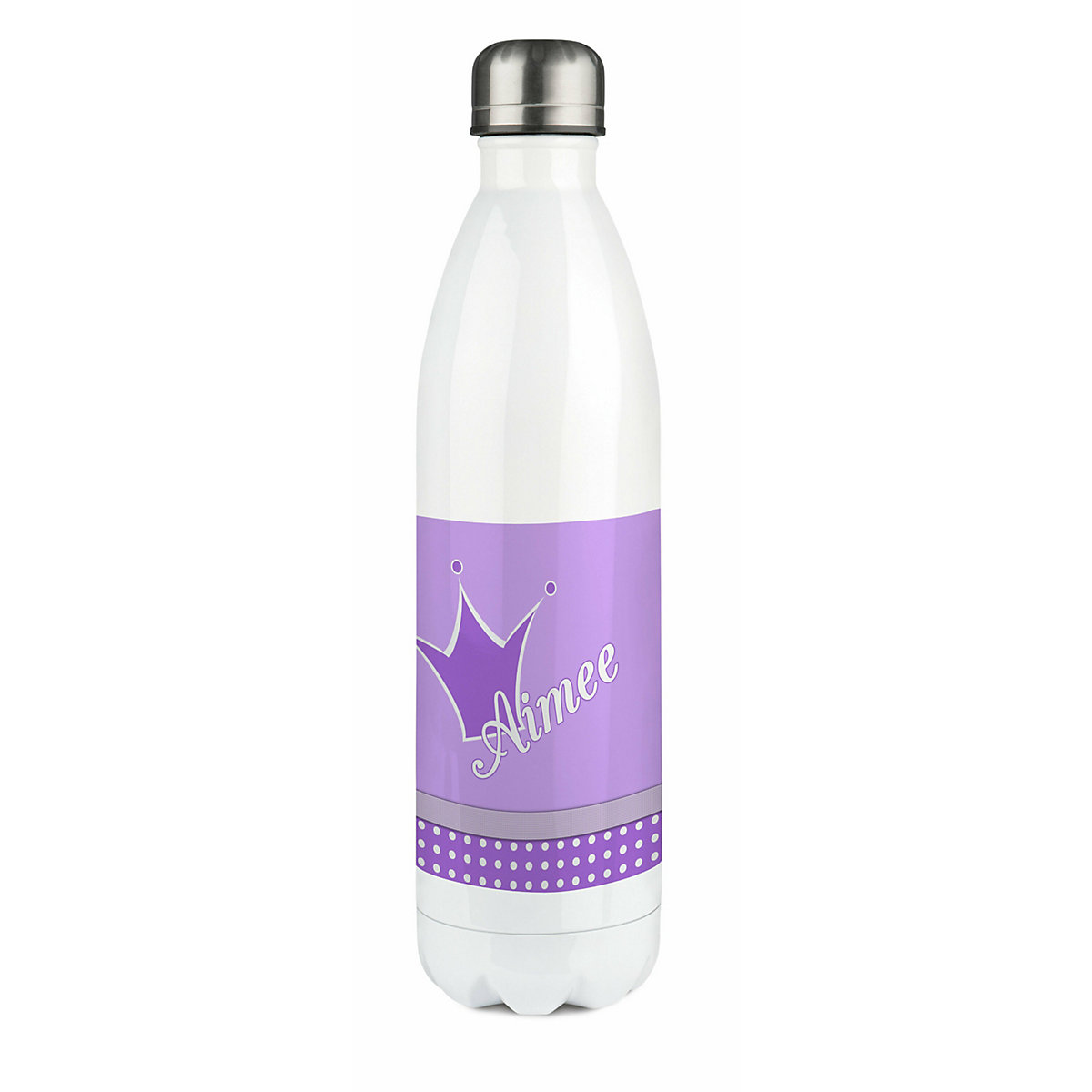 Edelstahl Kinder Thermoflasche / Trinkflasche bunt Krone Farbe lila Spülmaschinenfest, Auslaufsicher, Bruchfest, Doppelwandig, Für Heißgetränke geeignet, Mit Deckel, Isoliert