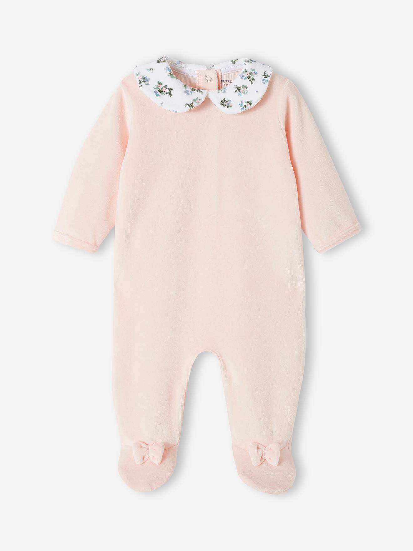 Vertbaudet 2er-Pack Baby Samt-Strampler Oeko-Tex - hellrosa