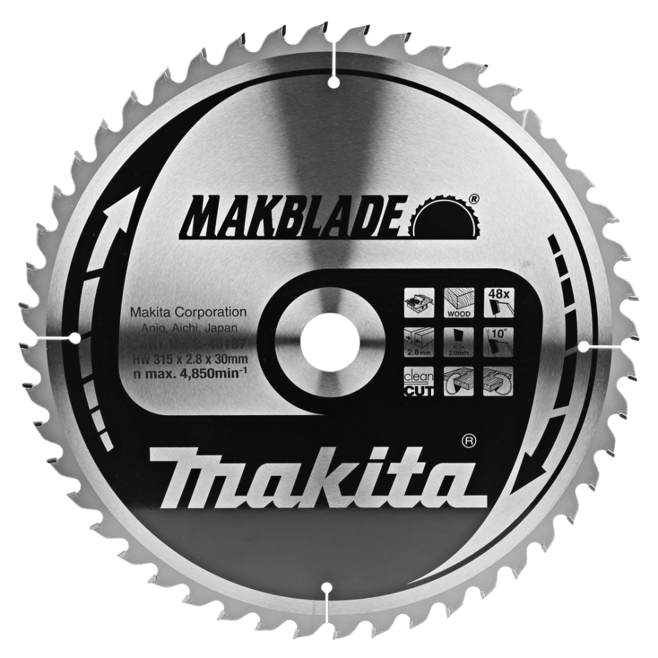 Lamă de ferăstrău circular pentru lemn Makita Accessories B-46187 315x30x2.8 48T 10g