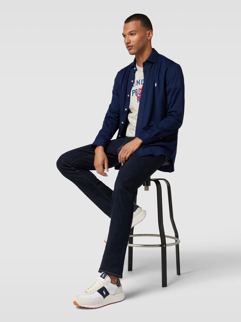 Regular Fit Freizeithemd mit Haifischkragen in marineblau
