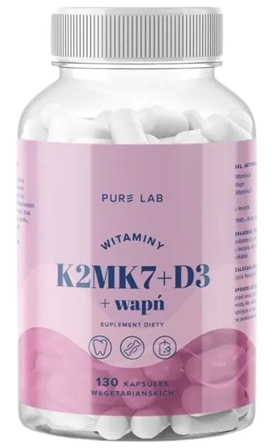 Pure Lab vitamini K2MK7+D3+kalcij 130 kapsula