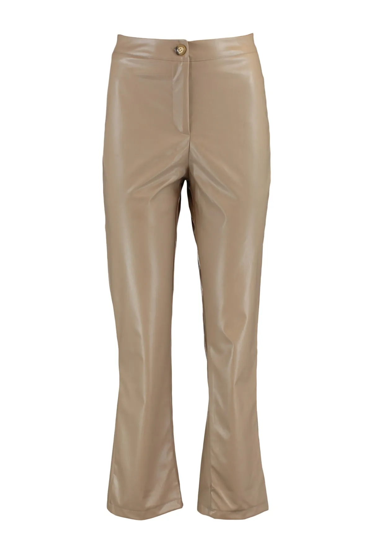 Trendyol Collection  Nerzfarbene, gerade geschnittene Hose aus gewebtem Kunstleder TWOAW22PL0284