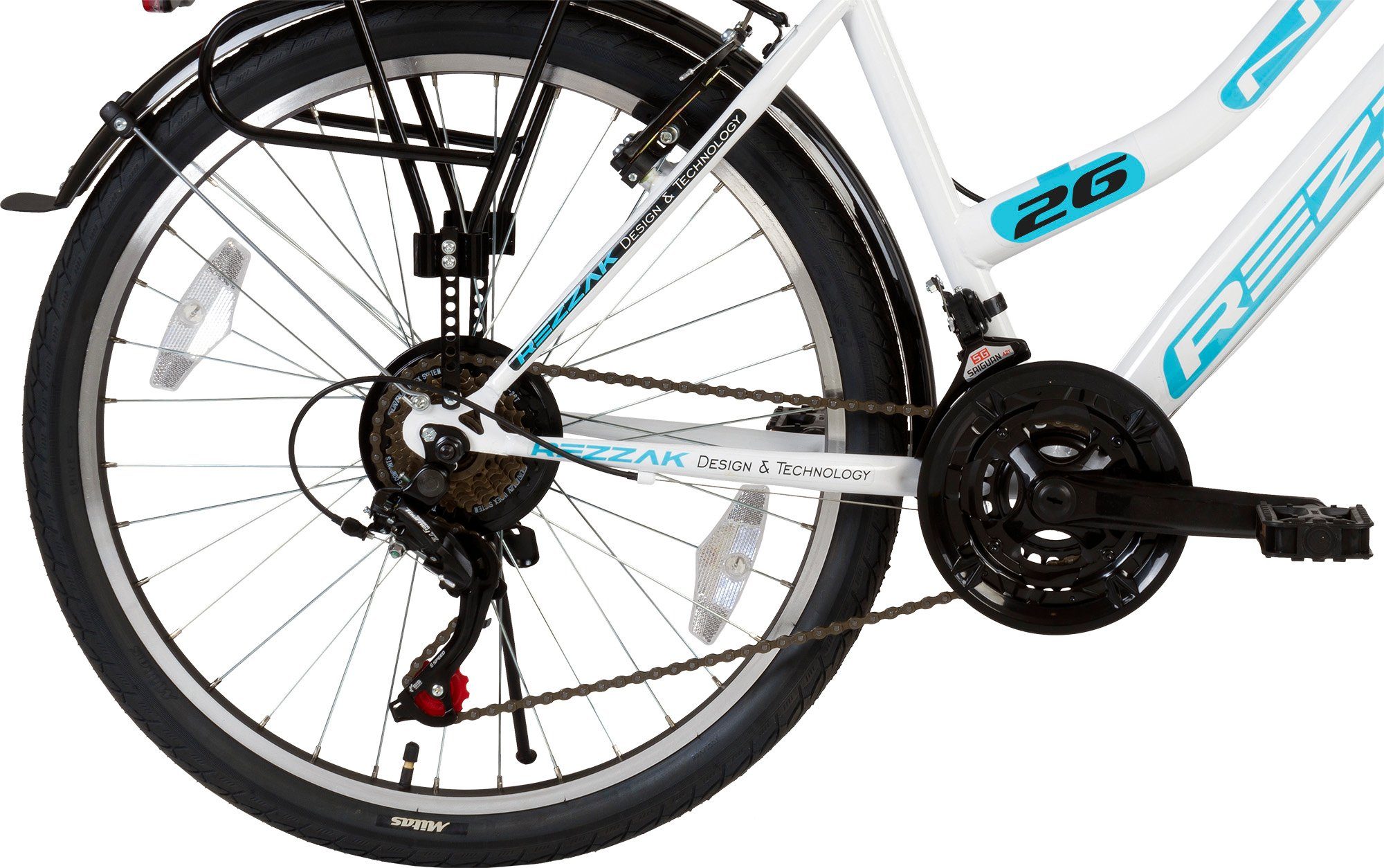 Rezzak Cityrad 26 Zoll Damen Mädchen Kinder Fahrrad City 21 Gang Shimanoschaltung, 21 Gang Shimano, Kettenschaltung