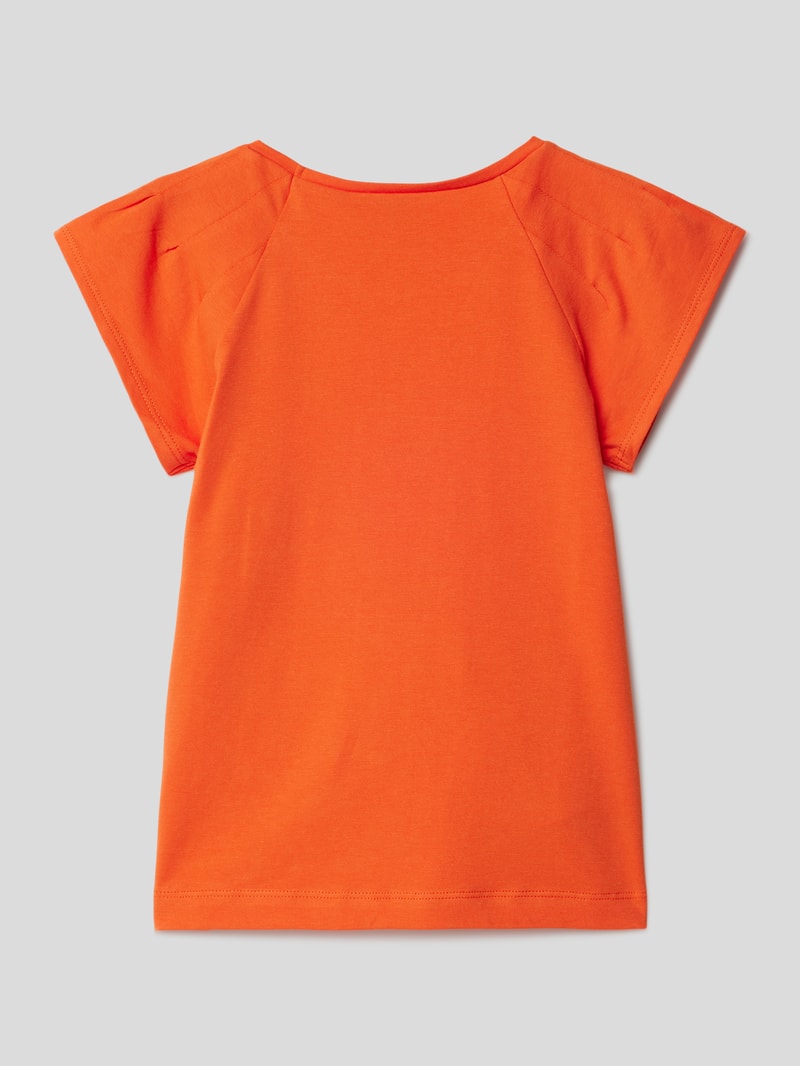T-Shirt mit Paillettenbesatz in orange