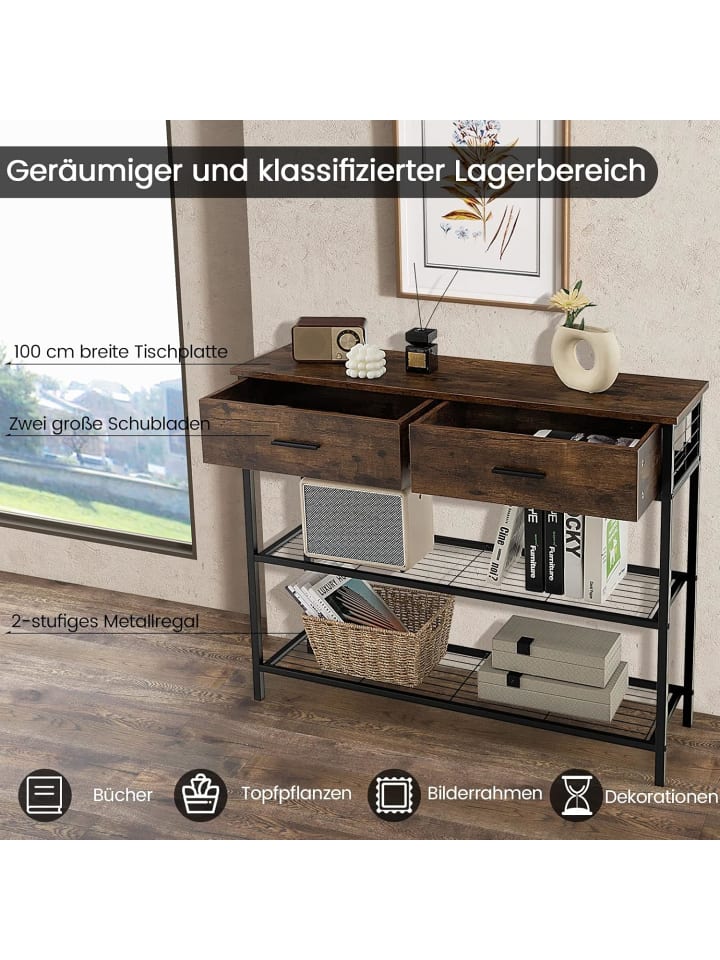 COSTWAY Konsolentisch 100 x 30 x 81,5 cm in Braun günstig kaufen onesize