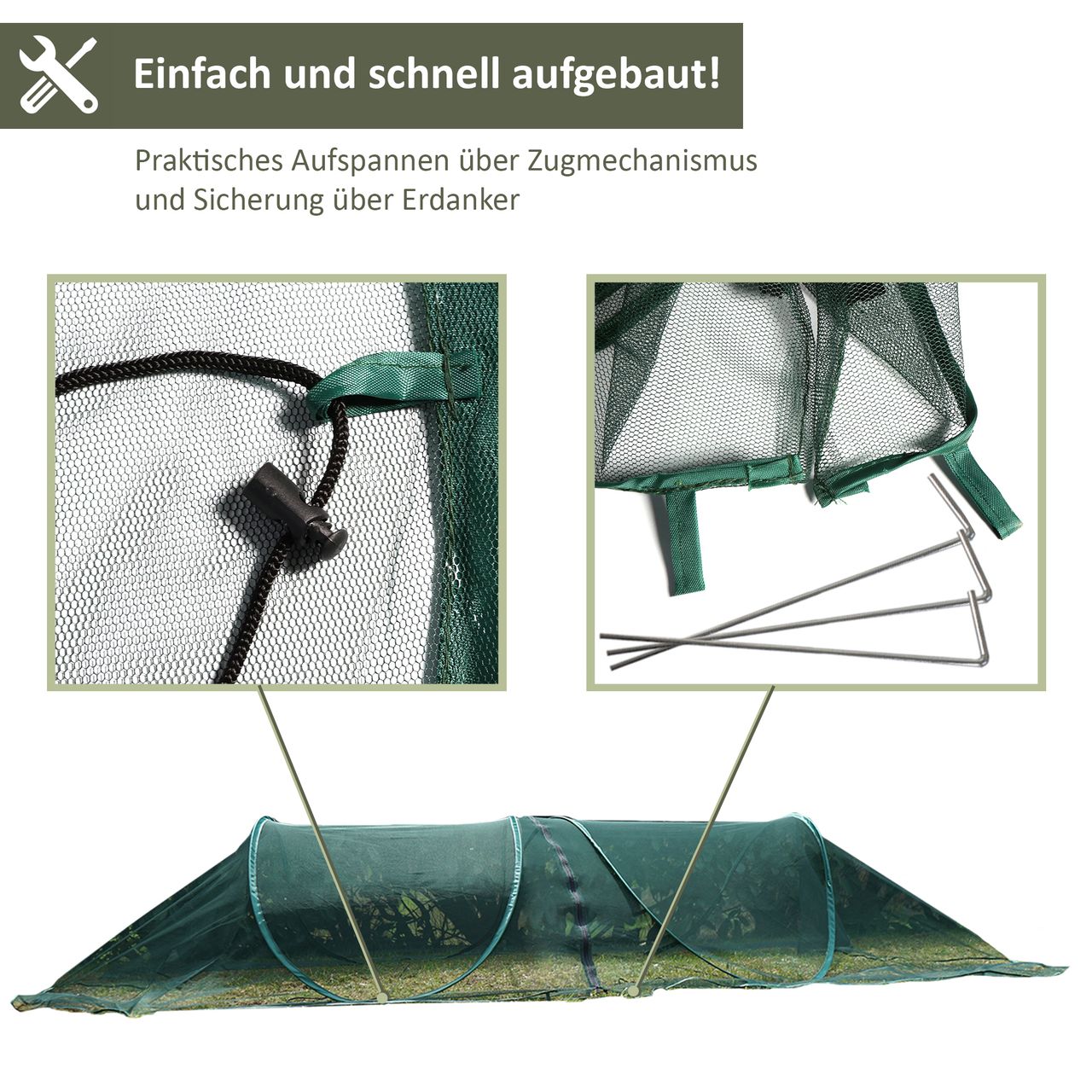 Lemodo Pflanzenschutz-Tunnel, grünes Netz, Pop-Up Tunnel