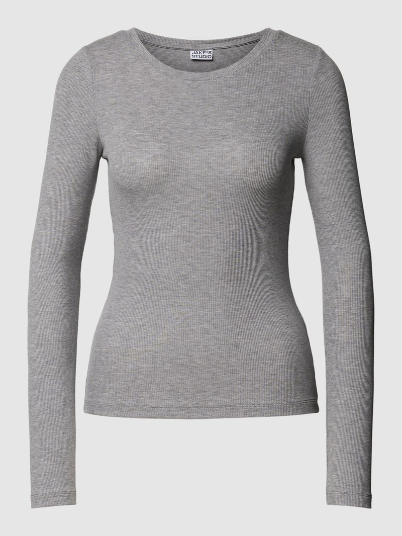 Longsleeve in unifarbenem Design in silber meliert