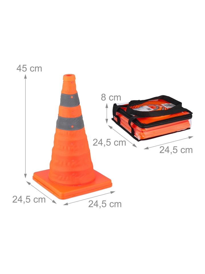 relaxdays 2 x Pylone in Orange/ Silber - (B)24,5 x (H)45 x (T)24,5 cm günstig kaufen onesize