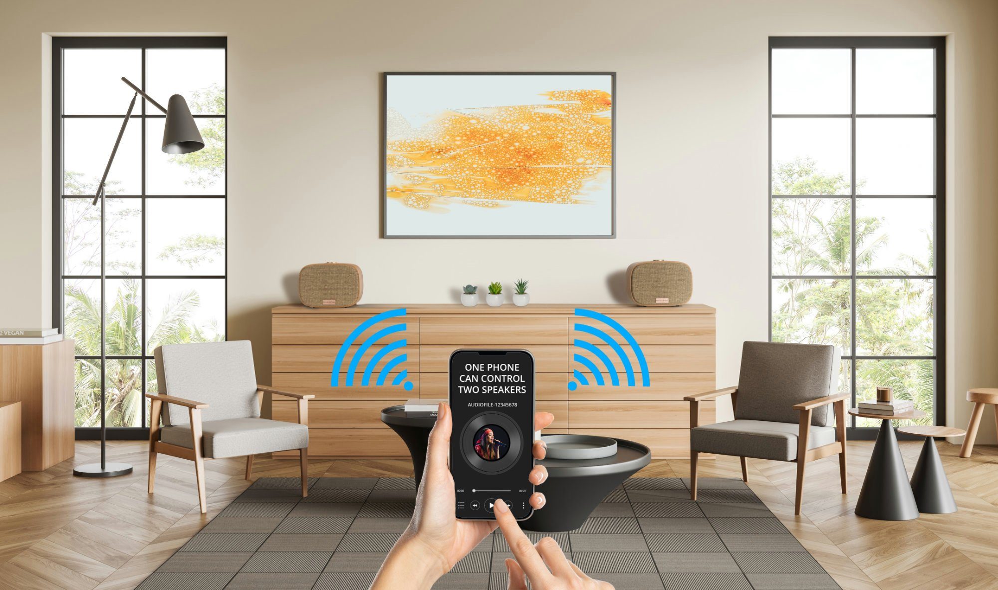 Bennett & Ross Sunderskog Bluetooth Lautsprecher Stereoanlage (60 W, Soundbox mit furniertem Holz-Gehäuse)