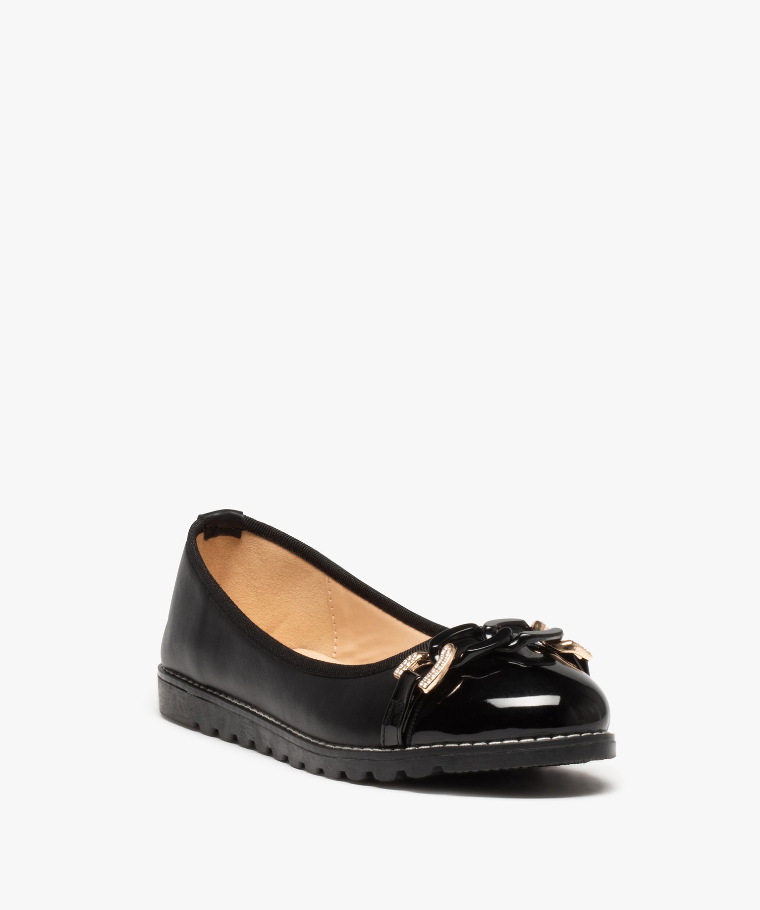 Ballerines à bride chane et semelle crantée femme noir | GEMO