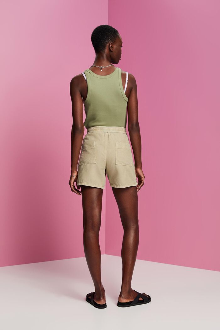 Twill-Shorts mit gesmokter Taille