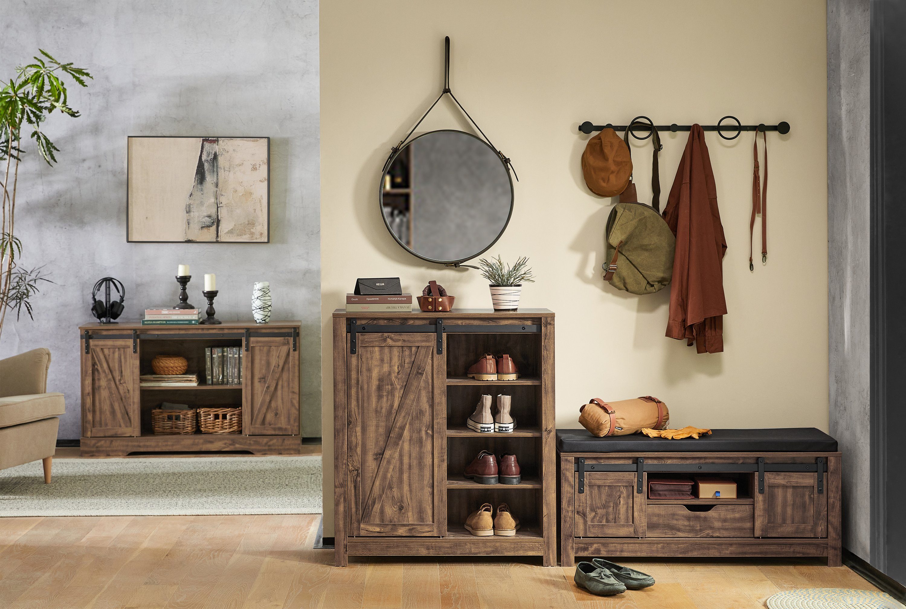 SoBuy Sideboard FSB59, mit Schiebetür Schuhschrank Küchenschrank Flurschrank Beistellschrank