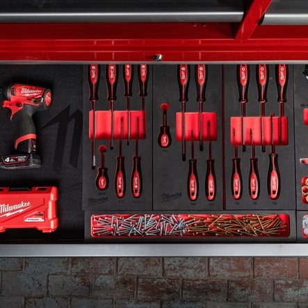 Příslušenství Milwaukee 4932492389 1/3 Prázdná pěnová vložka s dutinami pro ocelový vozík na nářadí 46