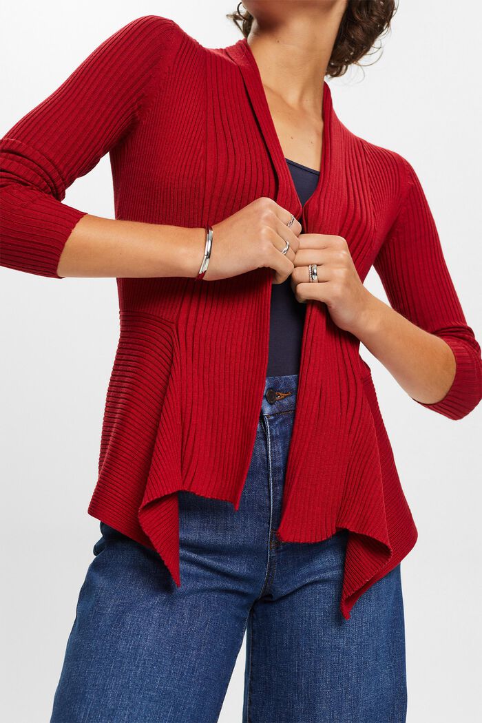 Gerippter Cardigan mit Zipfelsaum