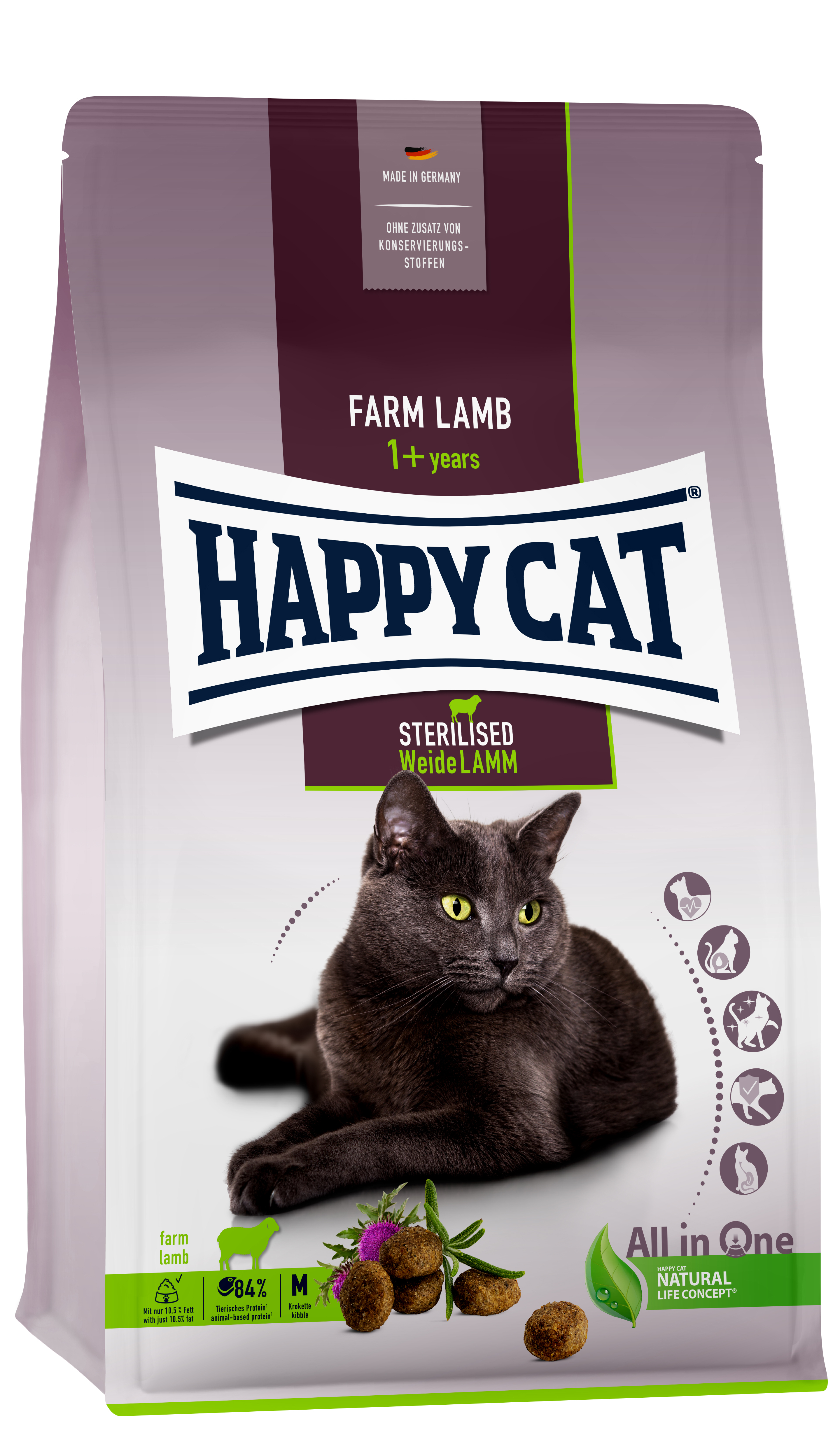HAPPY CAT Trockenfutter HAPPY CAT Sterilised Adult Weide-Lamm 10 kg