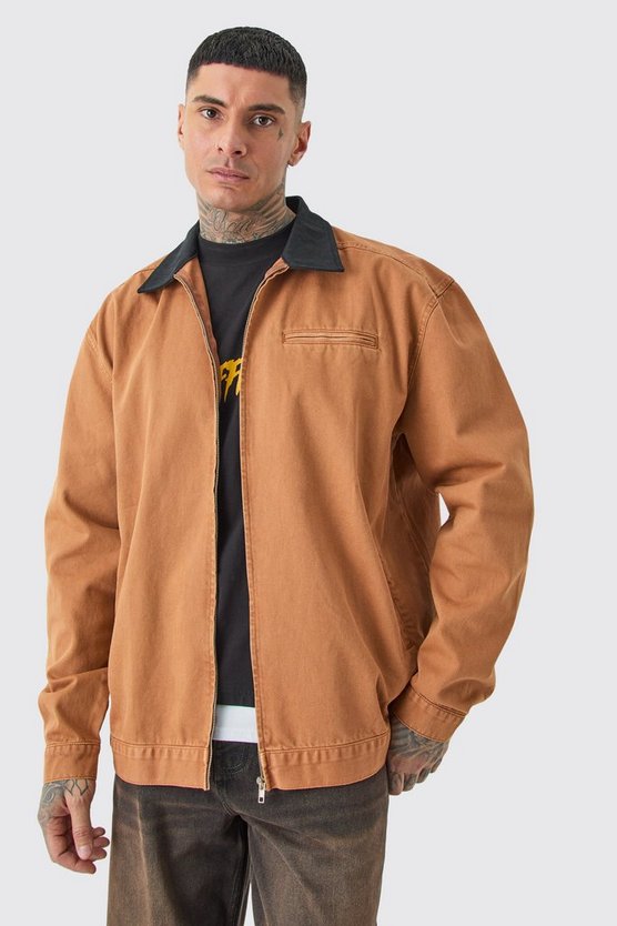 Tall Harrington-Jeans mit Kontrast-Kragen